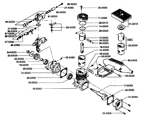 HP engine - exploded view